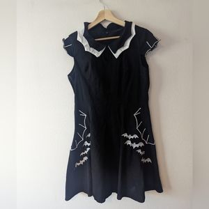 Black Halloween Bat Print Dress